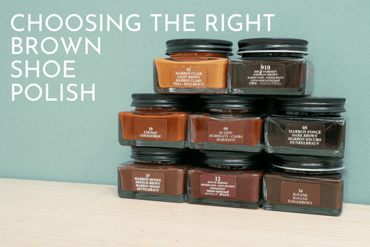 Stack of 8 brown cream shoe polishes from Saphir Medaille d'Or Pommaider