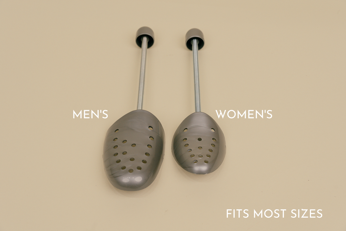 Brillaré plastic lightweight spring loaded shoe trees for sneakers and shoes. Made in Italy comparison between men's and women's sizes 1