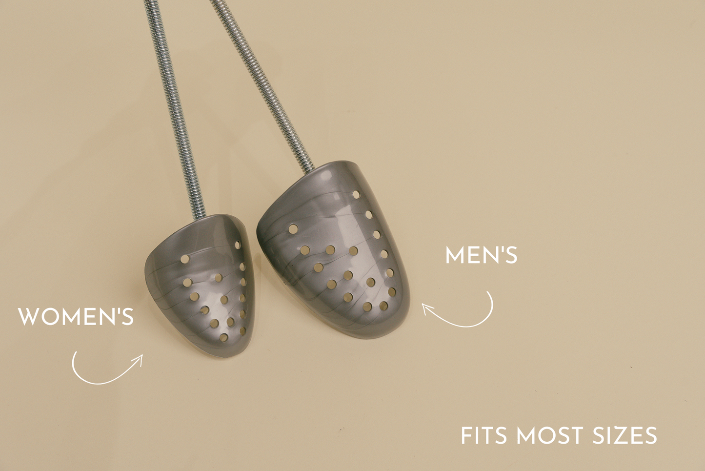 Brillaré plastic lightweight spring loaded shoe trees for sneakers and shoes. Made in Italy comparison between men's and women's sizes 2