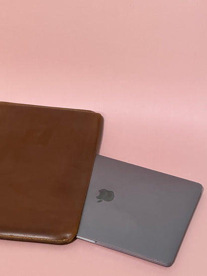 Cow Leather Laptop Sleeve, Brown — Fits 13.3" MacBook Air/Pro & Similar Laptops