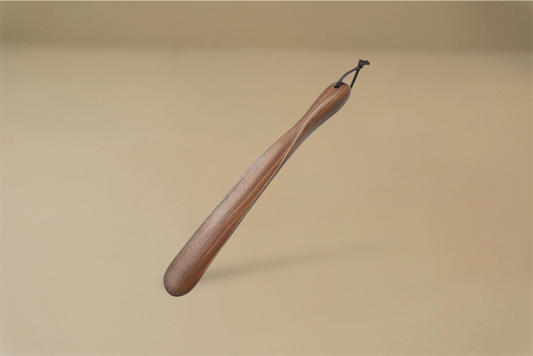 Wood Shoe Horn With Leather Strap - Solid Walnut/Beech Wood - 28cm/38cm/50cm/60cm/75cm - Brillaré Leather Care - 1