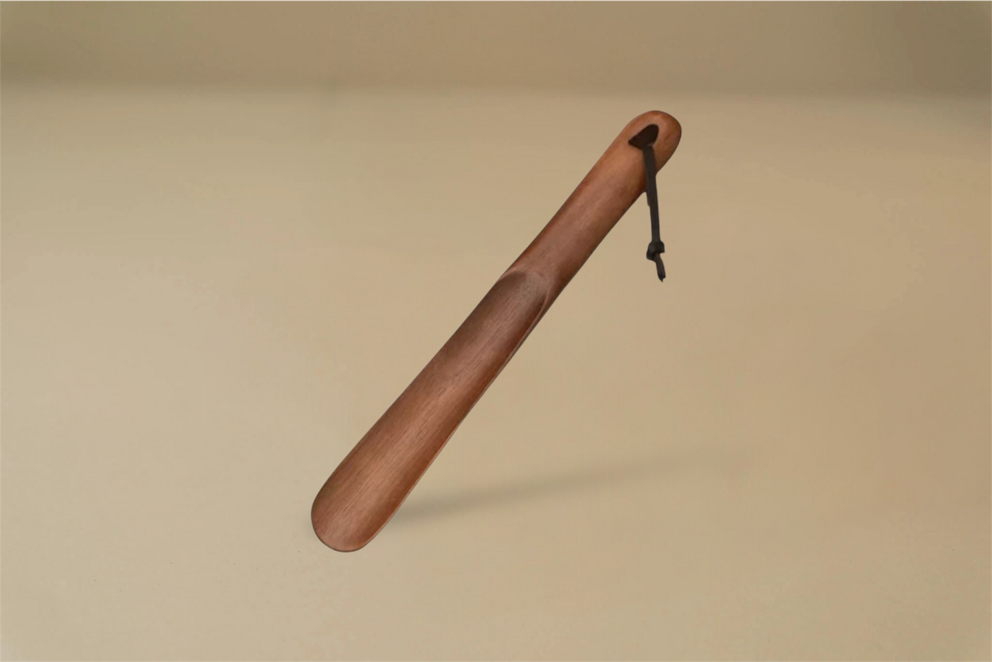 Wood Shoe Horn With Leather Strap - Solid Walnut/Beech Wood - 28cm/38cm/50cm/60cm/75cm - Brillaré Leather Care - 3
