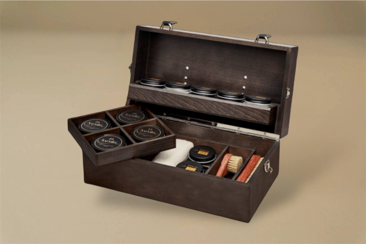 Saphir Medaille d'Or 1925 Aficionado Box Kit - Ebony Stained Black Version - Brillaré Leather Care - 4