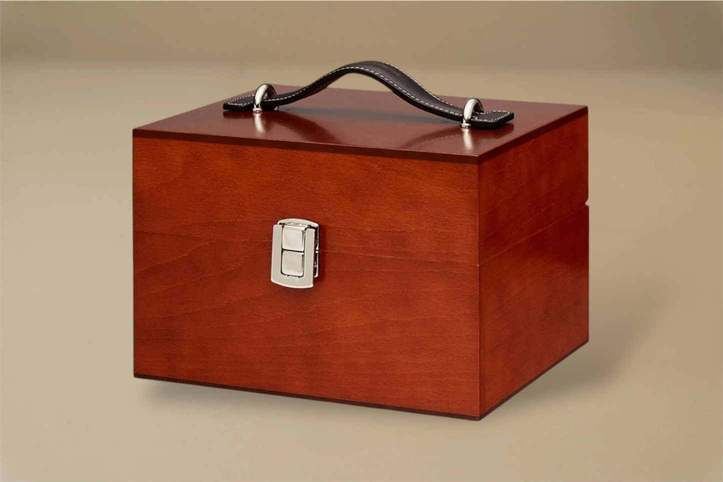 For the leather connoisseur. Presented in a stunning Beechwood box. A wonderful gift or addition to the shoe arsenal. Solid beech frame made in France, with a natural finish and vegetal leather trims.    The Groom Deluxe Box contains the following:  2 x 100ml shoe polish tin (1 x black, 1 x dark brown) 1 x renovator cream 2 x Spatula brushes 2 x Shoe polisher brushes 2 x Small spreaders 1 x Polish cloth  &nbsp;Size: 37X20X15cm