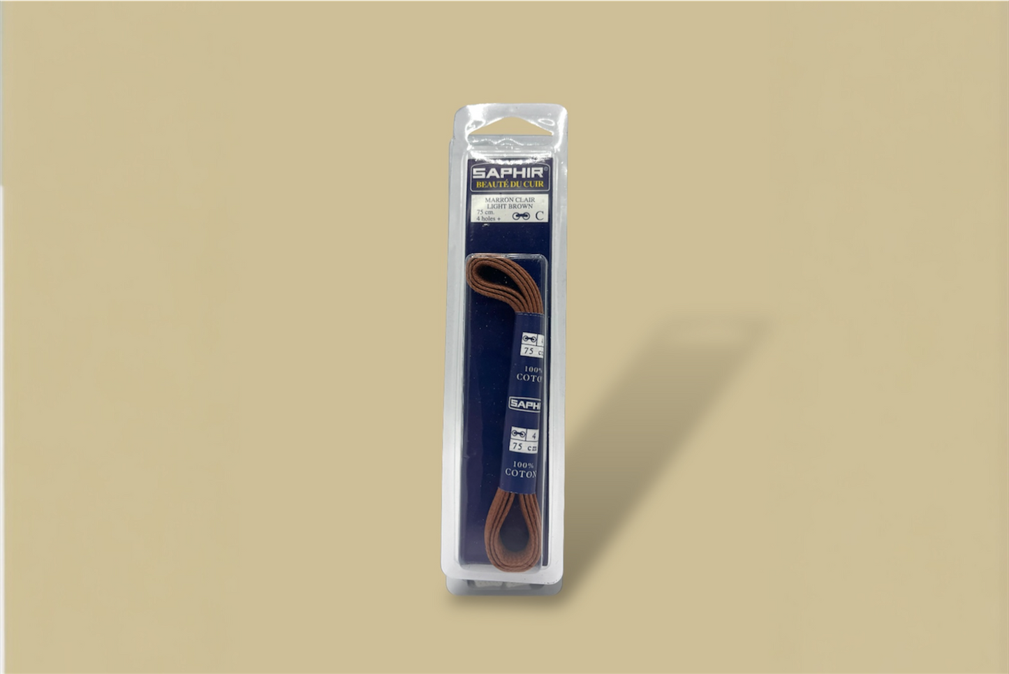 Saphir Beauté du Cuir Cotton Light Brown Shoelaces - Brillaré Leather Care - 1