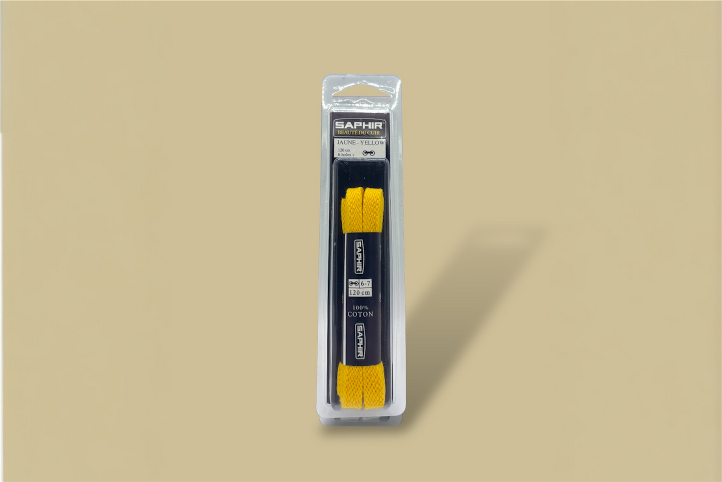 Saphir Beauté du Cuir Cotton Yellow Shoelaces - Brillaré Leather Care - 1 