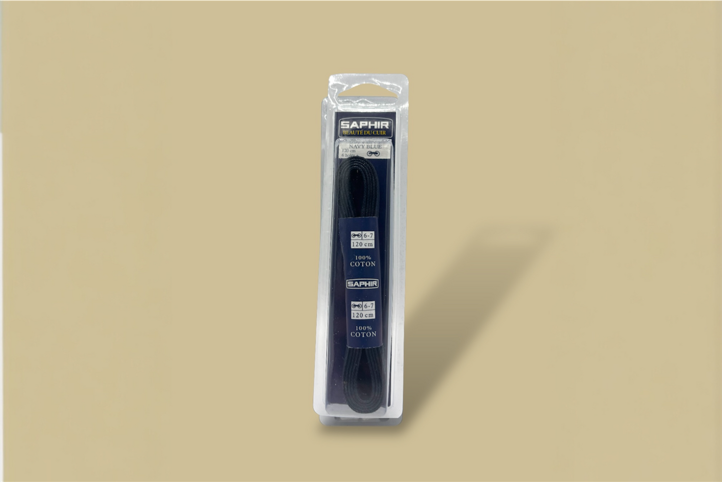 Saphir Beauté du Cuir Cotton Navy Blue Shoelaces - Brillaré Leather Care - 1 
