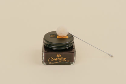 Wool Dauber with metal tip for polish application, made in USA 4 shown with saphir pommadier jar