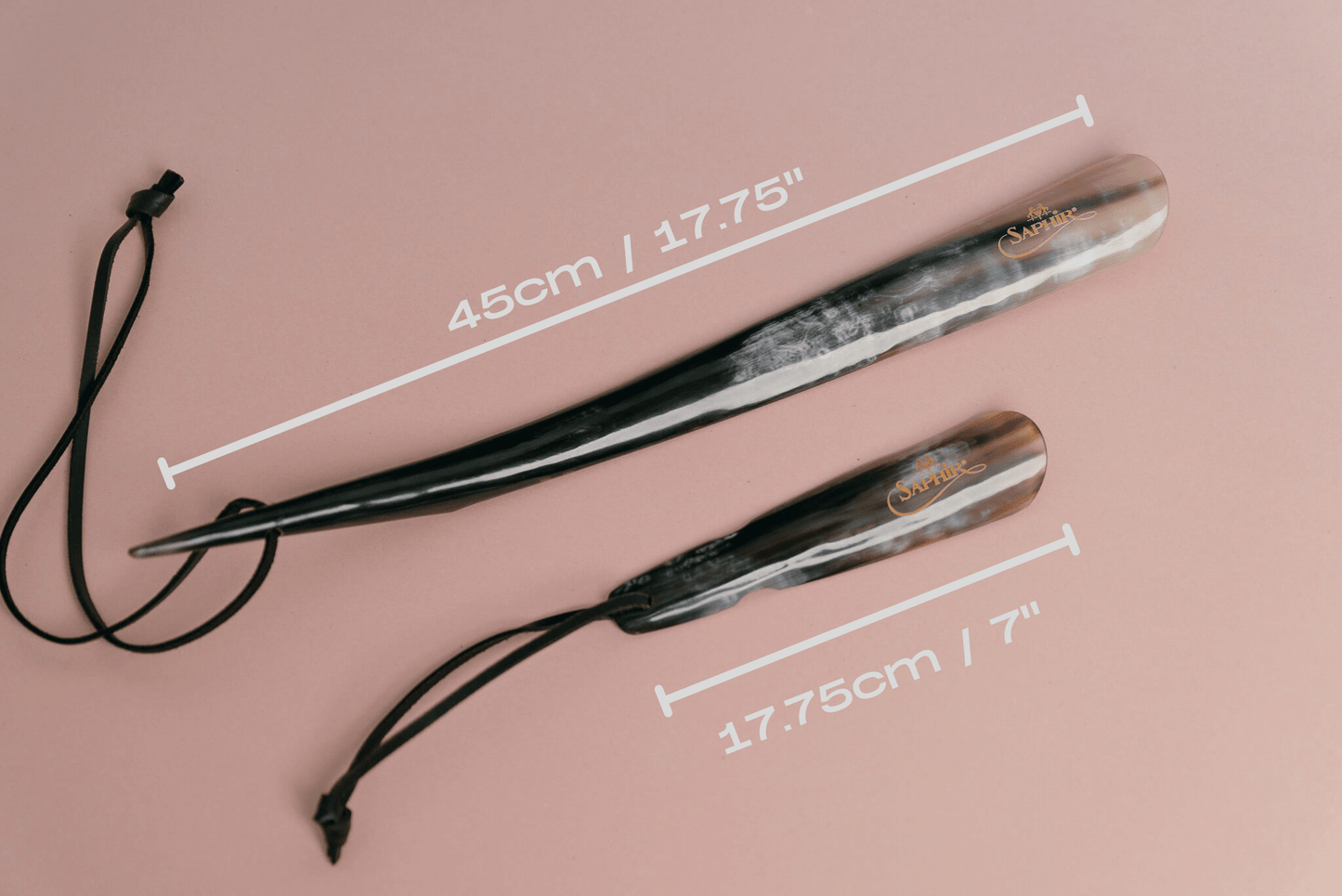 Saphir Medaille d'or buffalo horn shoe horn size comparison picture with numbers